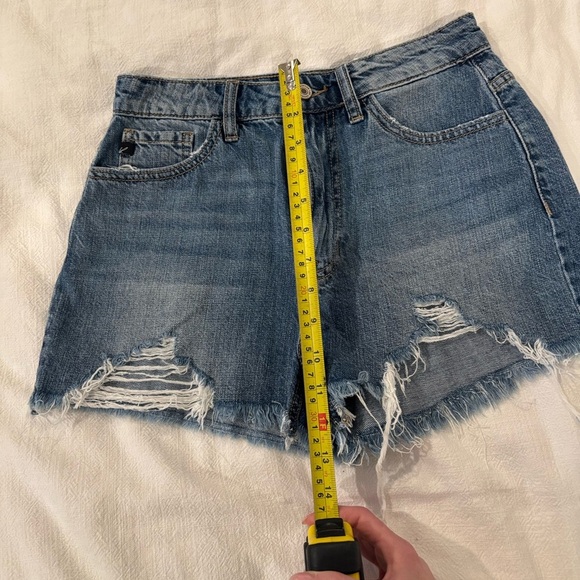 KanCan Ivanna Ultra High Rise Distressed Hem Med Washed Distressed Jean Shorts! - Picture 7 of 7